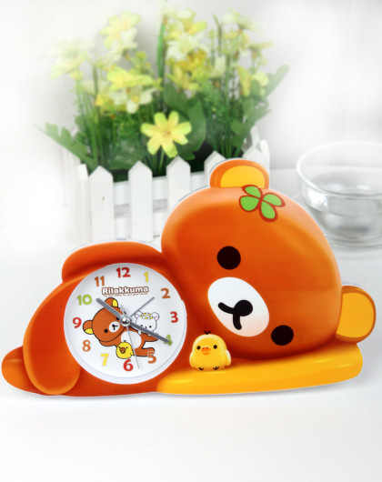 橙色睡眠小熊可爱卡通闹钟