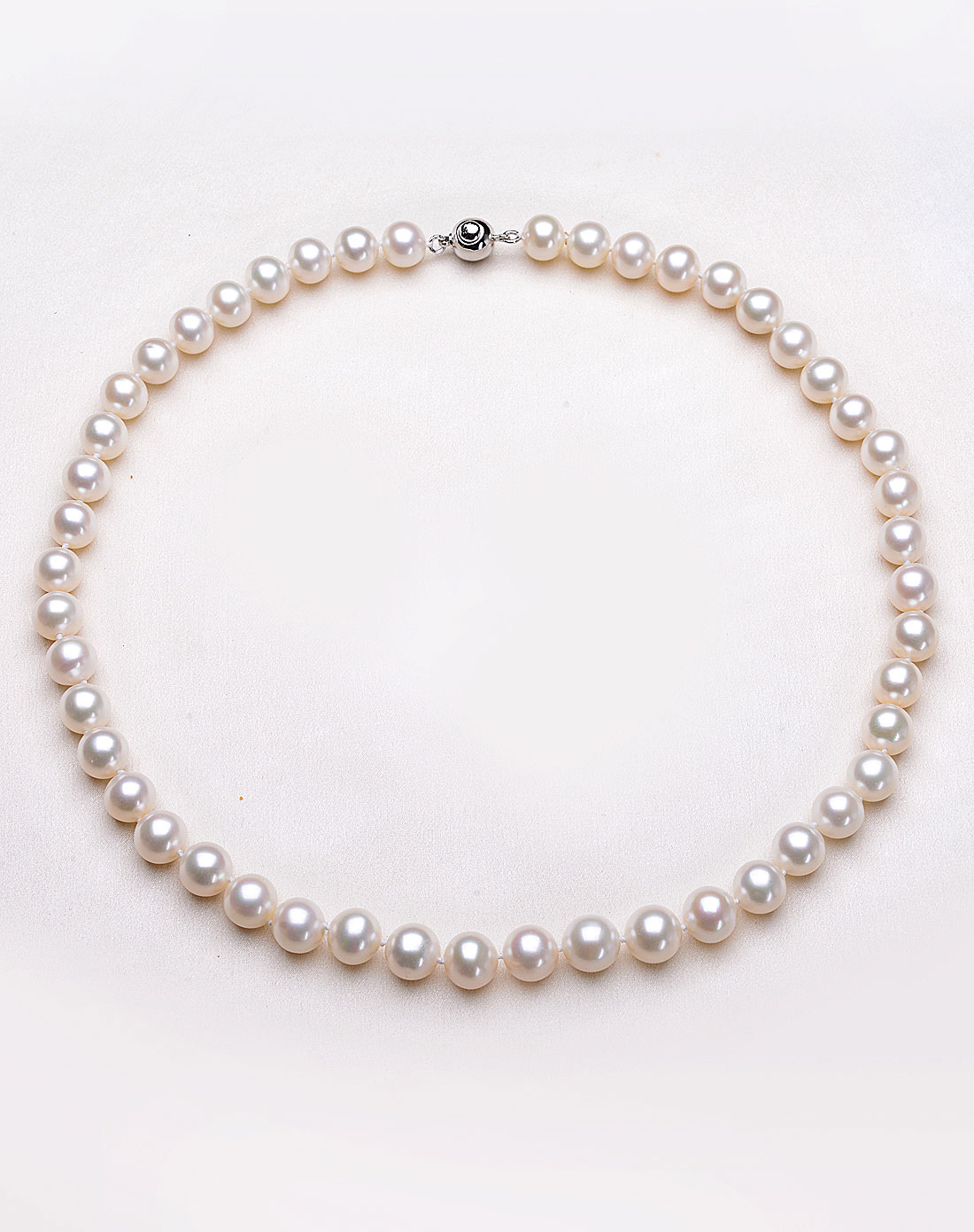 925银天然珍珠项链8-9mm白色正圆bzx052(附质检证书)