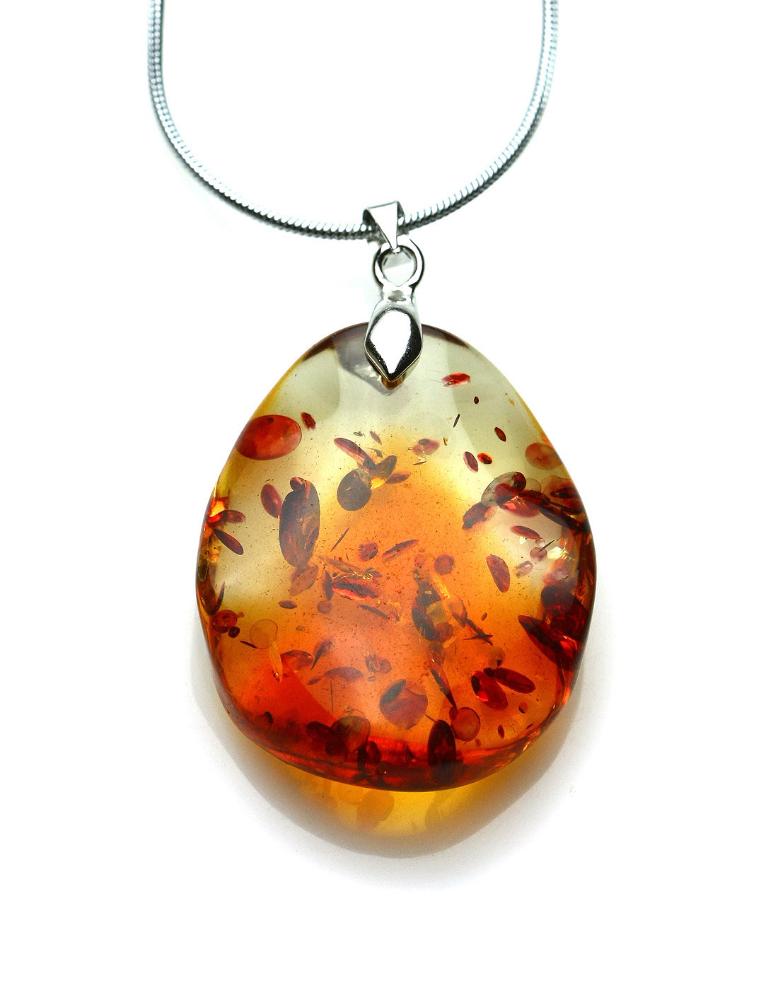 女款彩色琥珀吊坠-花瓣款