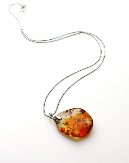 女款彩色琥珀吊坠-花瓣款