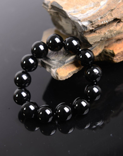 中性黑色天然黑玛瑙辟邪手链