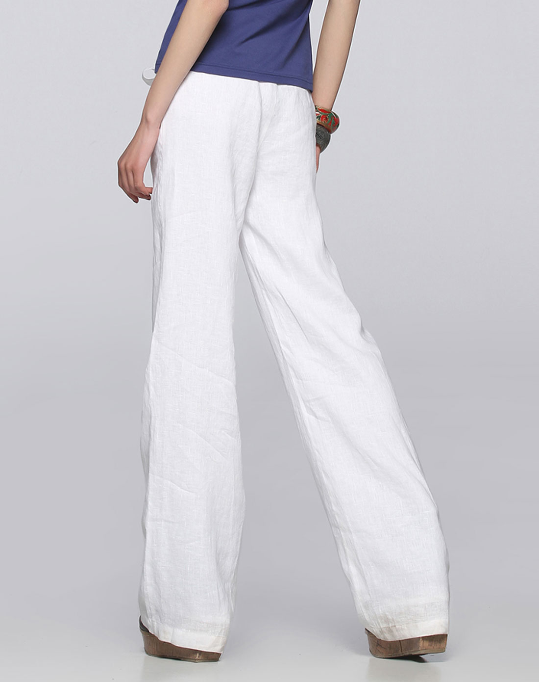 白色裤子亚麻阔腿裤休闲裤女长裤