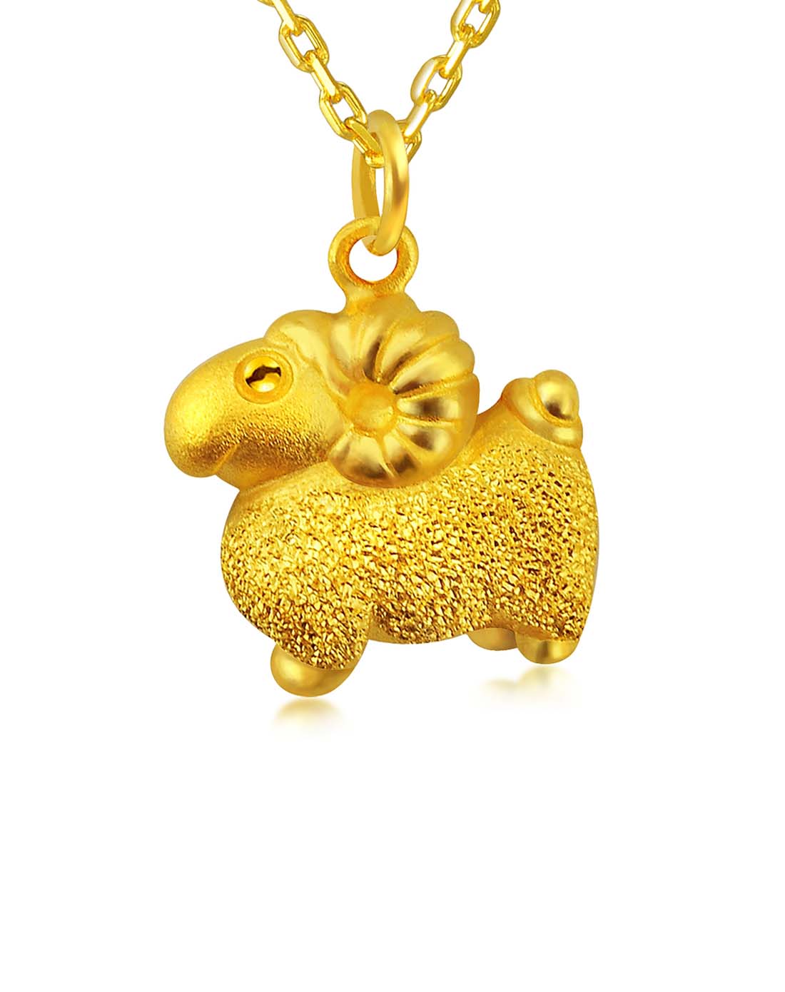 足金闪沙生肖系列吊坠-羊3.62克