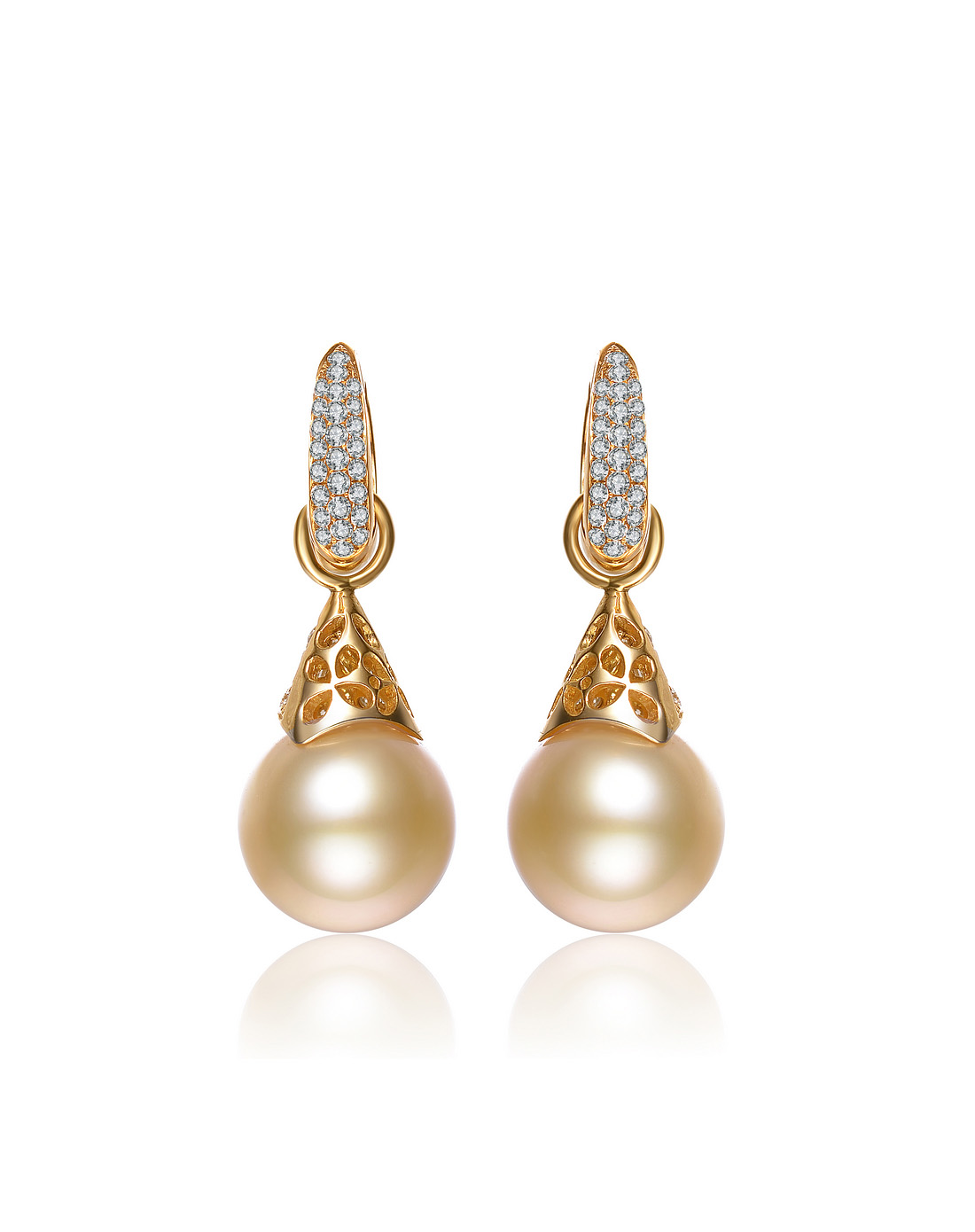 黄18k金金珍珠耳钉