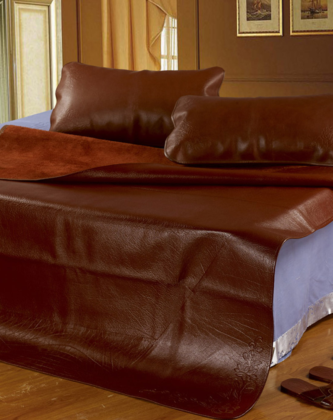 1.5米床钻石级头层水牛皮凉席