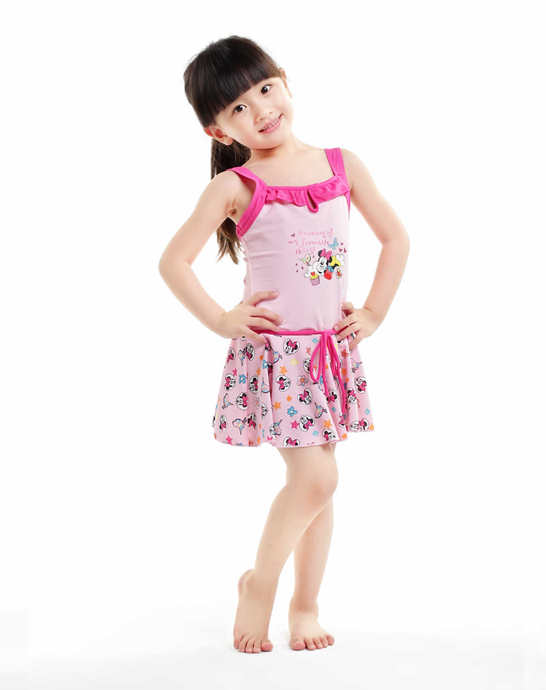 女童吊带连身短裤泳装(米奇)