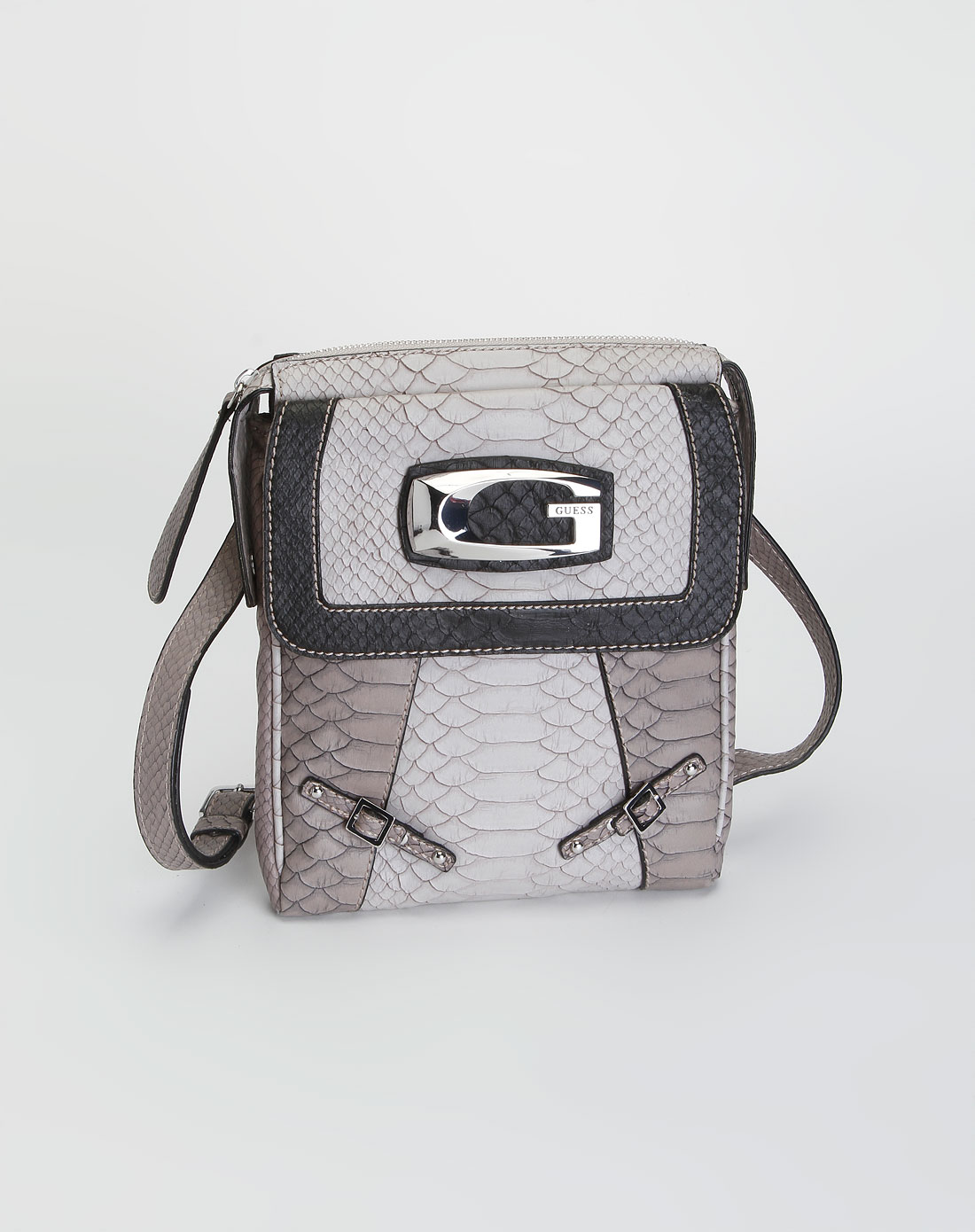 guess包包专场-女款灰色蛇皮纹单肩包