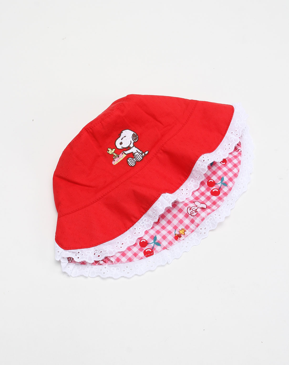 女童深红色花边帽子