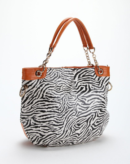 斑马纹百搭休闲黑白色手提两用包