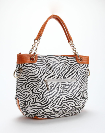 斑马纹百搭休闲黑白色手提两用包