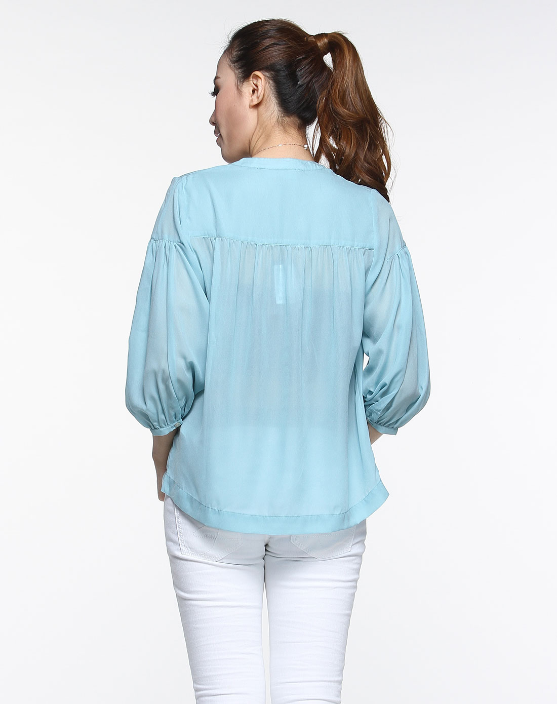 asobio浅豆绿色时尚中袖衬衫4112352703502_唯品会