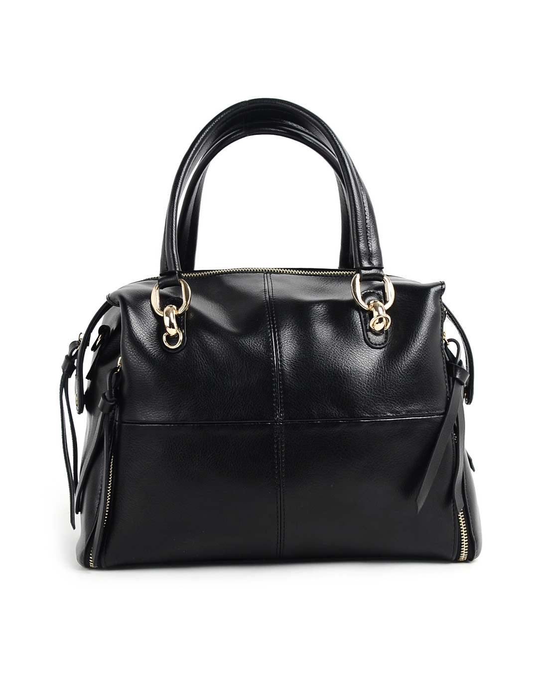 女款黑色时尚牛皮单肩斜挎包