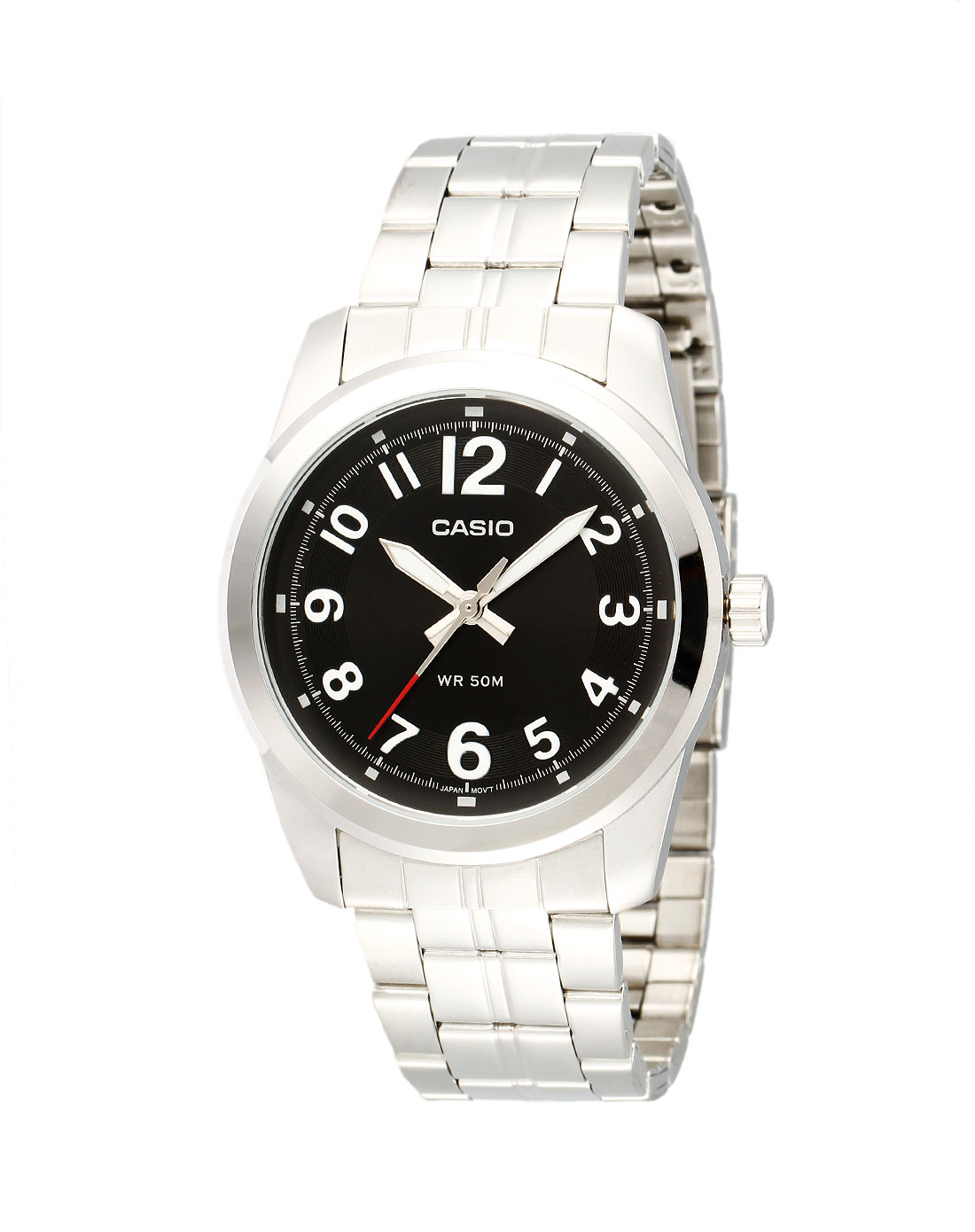 卡西欧casio男款银/黑色大圆盘钢带手表mtp-1315d-1bvdf_唯品会