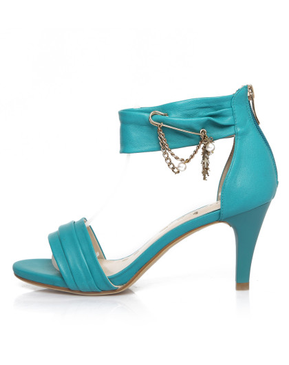 tigrisso 女款青色小圆头高跟条带凉鞋