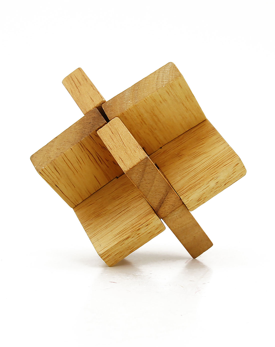 [ 木玩世家 ] 中性淡棕色十字鲁班锁-2星