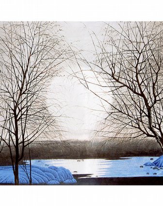 30*30cm云水曲黑白装饰画a