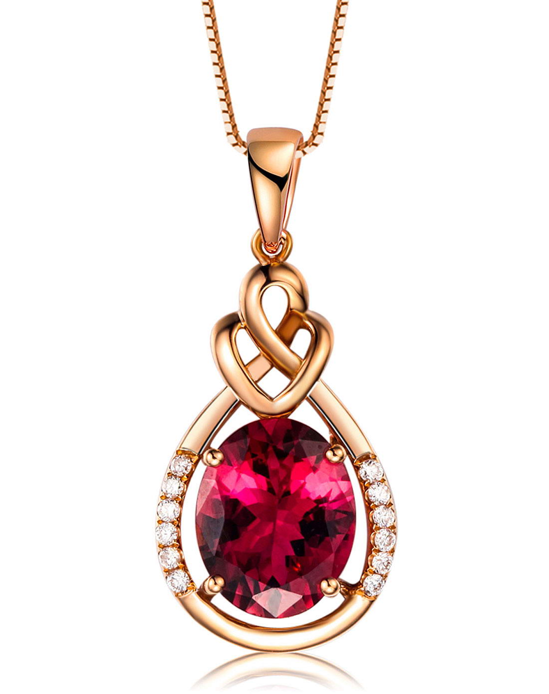 玫瑰18k金碧玺吊坠