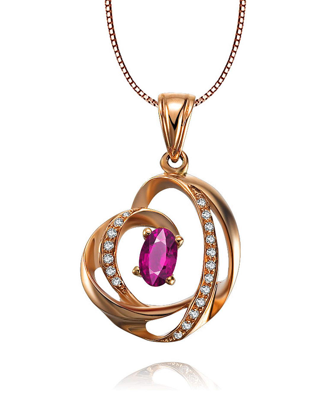 白18k金红宝石吊坠