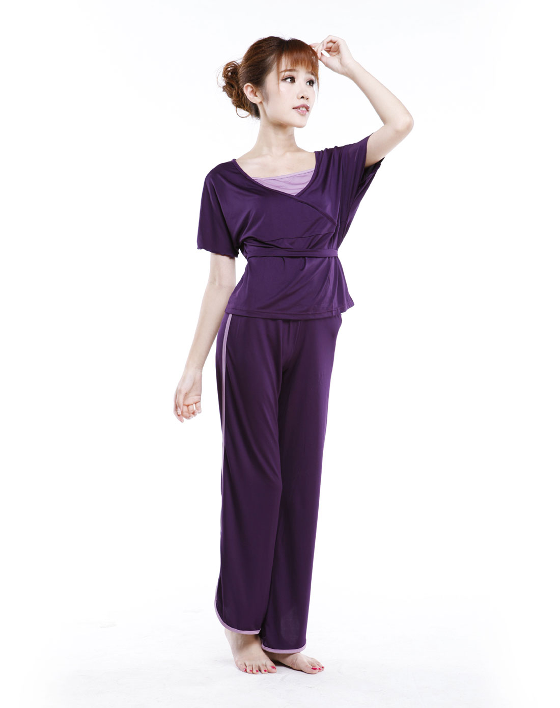 女款深紫色瑜伽服套装