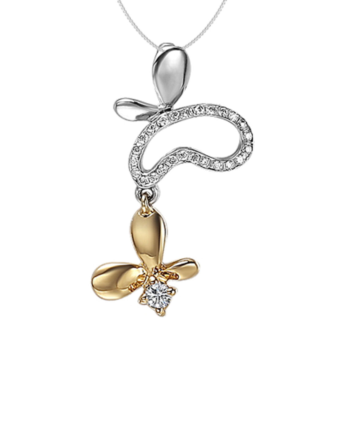 钻石小鸟饰品专场-光之精灵彩18k金钻石吊坠