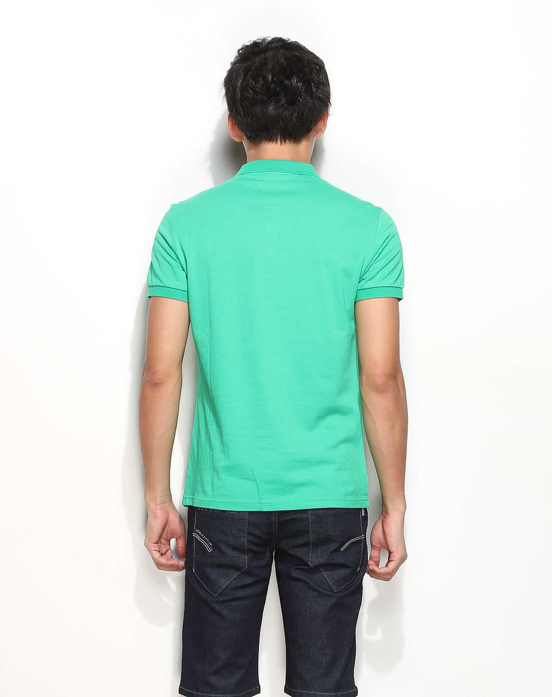 字母渐变印花青绿色短袖t恤