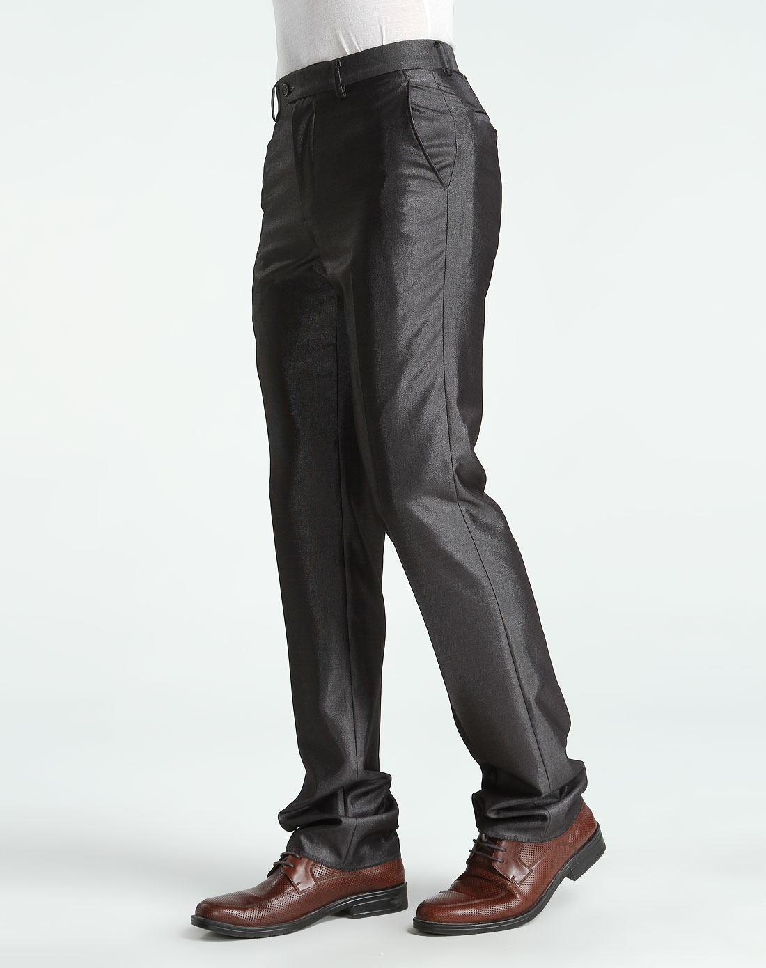 黑色亮面时尚长西裤