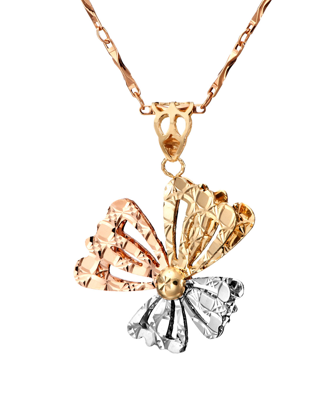 六福珠宝lukfook jewellery专场-舞蝶18k金三色吊坠