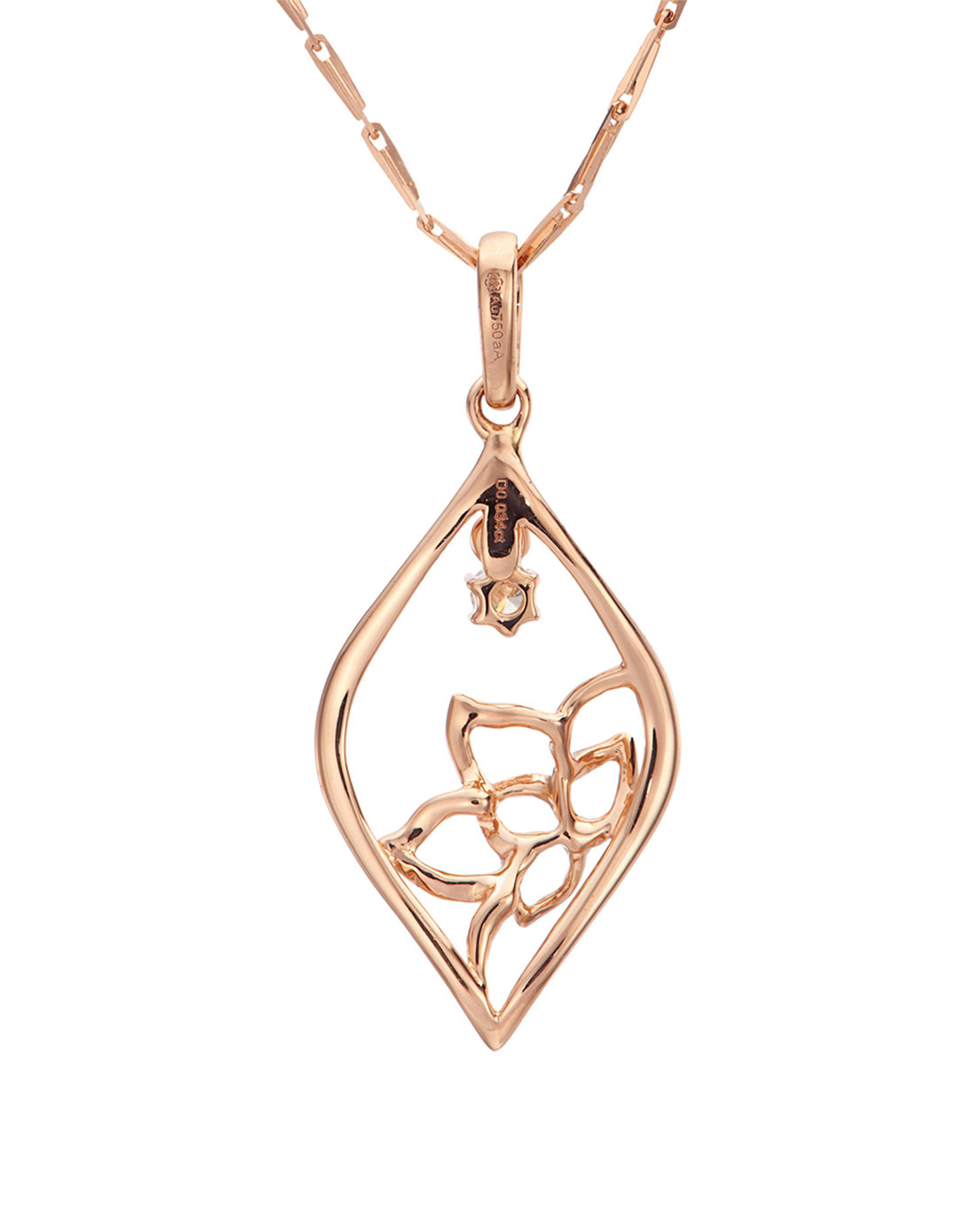 六福珠宝lukfook jewellery专场-18k玫瑰金4份钻石吊坠