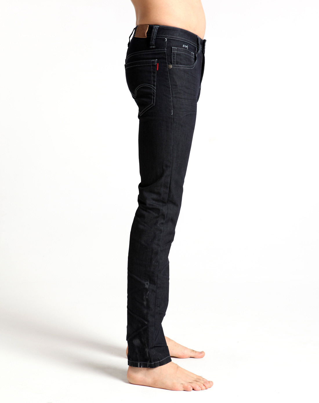 蓝黑色活力时尚低腰牛仔长裤