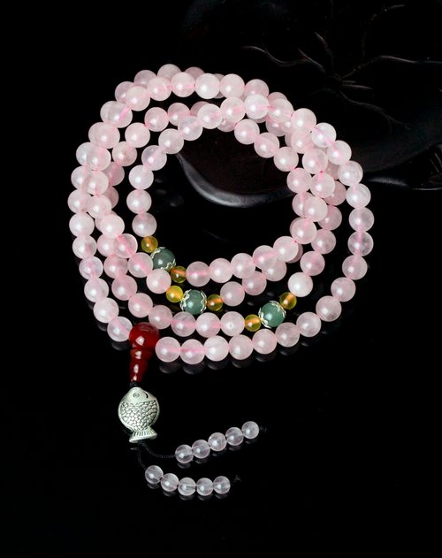 蔻贝 女款芙蓉石108颗佛珠手链(附证书)