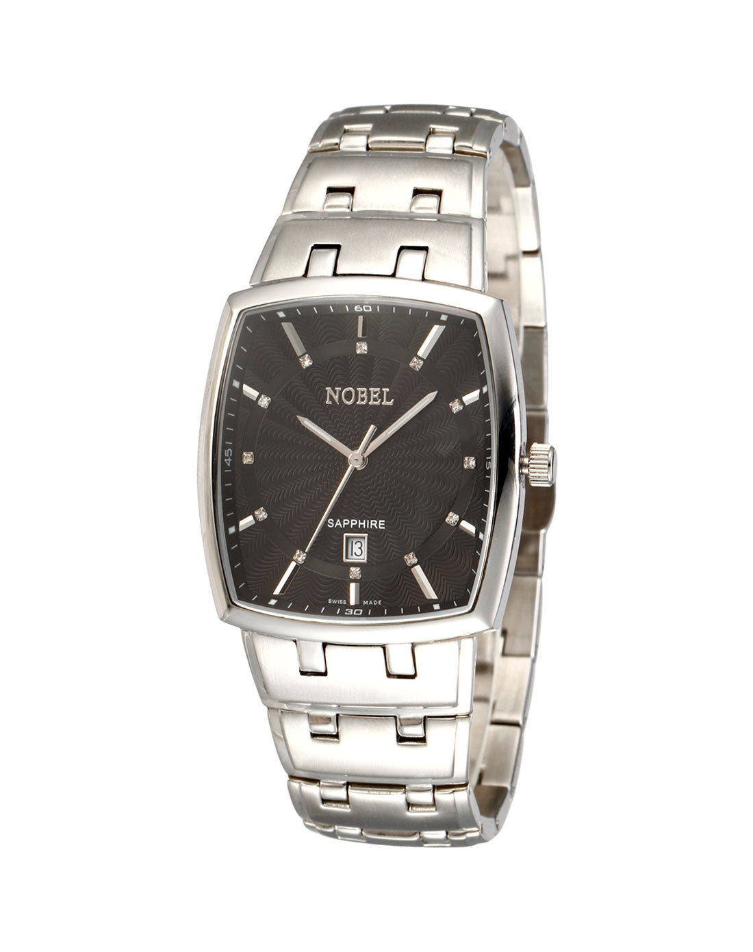 诺贝尔男款银/黑色钢带时尚手表5380291105_唯品会