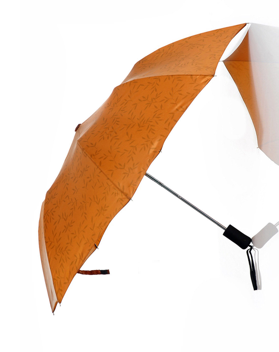 男款橙色竹叶水墨画自动二折伞