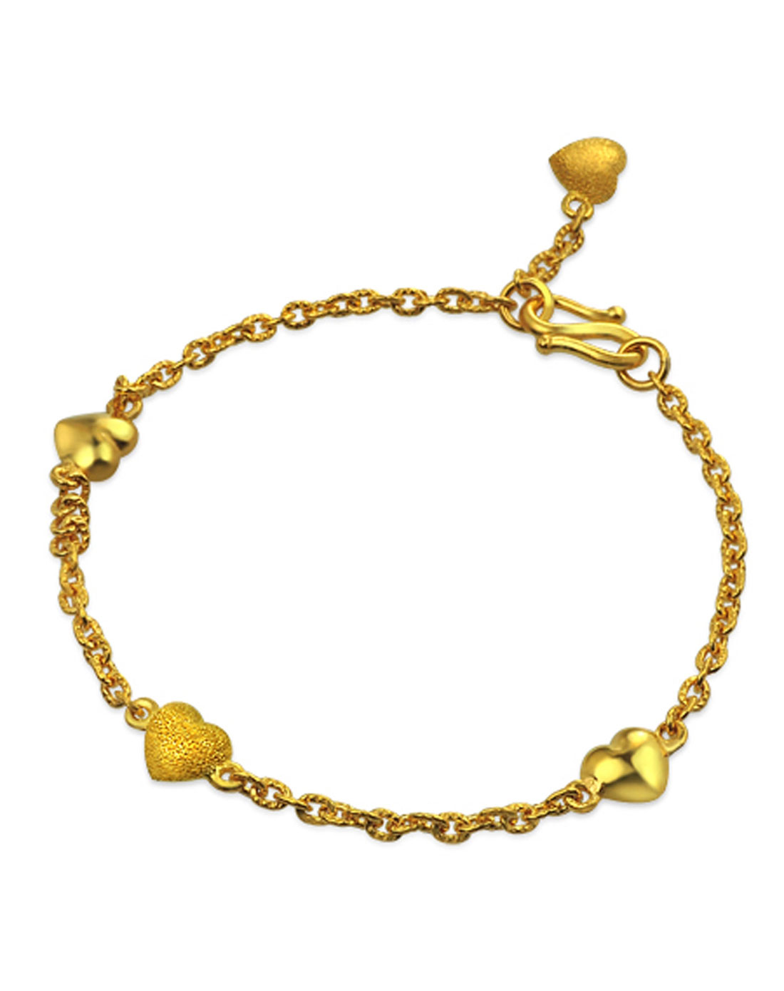 周生生珠宝专场-足金光间闪沙心形手链 8.24克