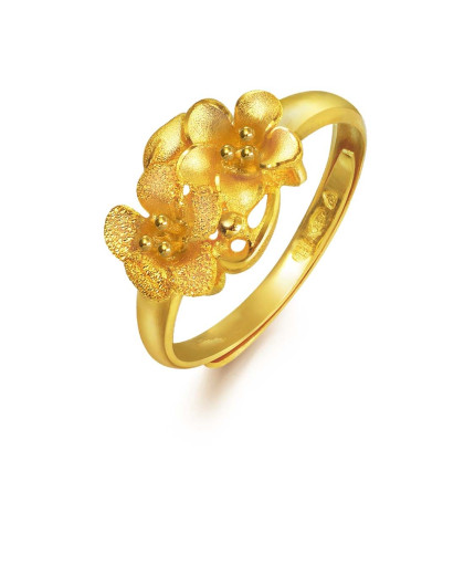 足金百合花戒指 3.69克