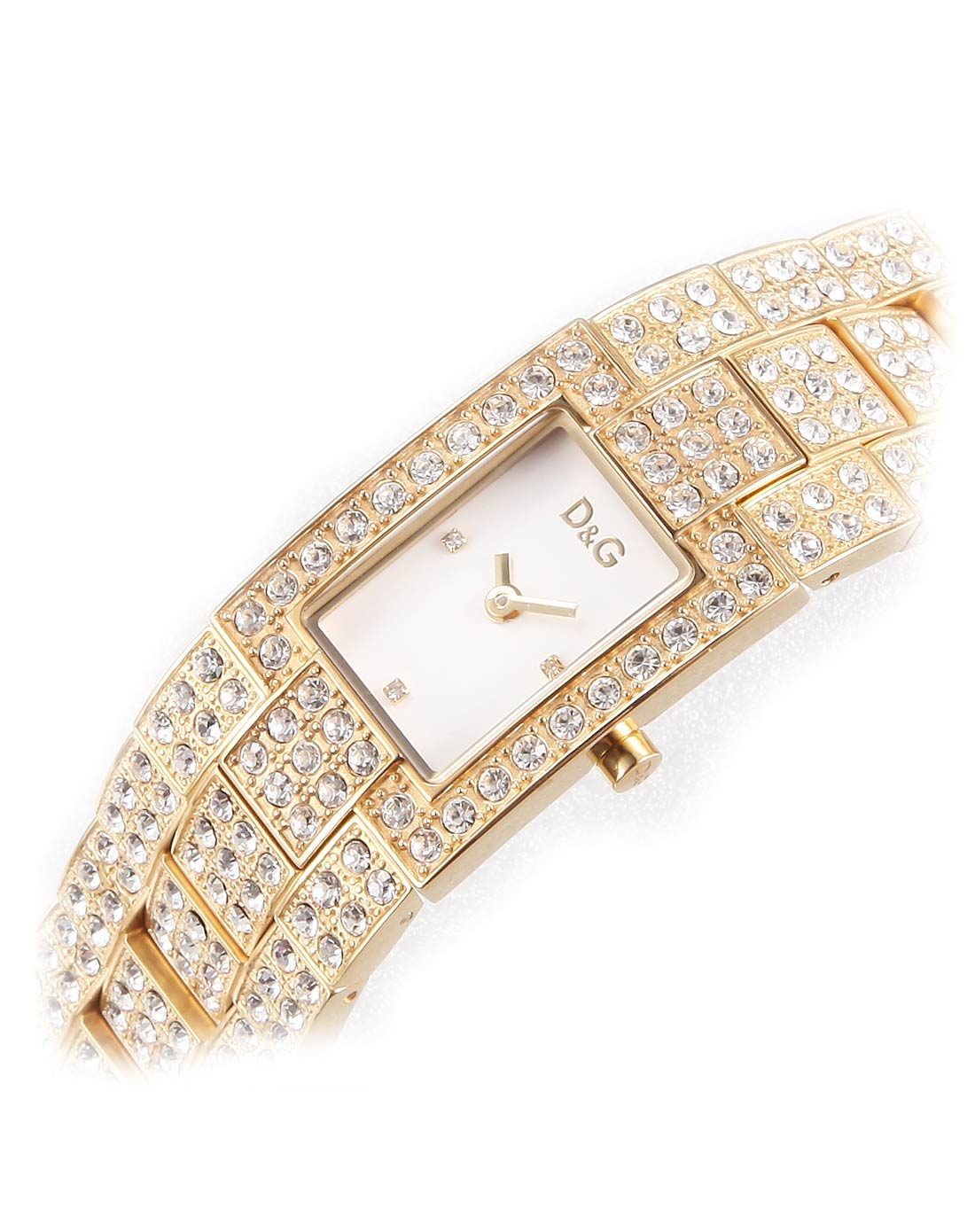 d&g手表专场-女表金色奢华贵族气质镶钻手镯式精美石英表