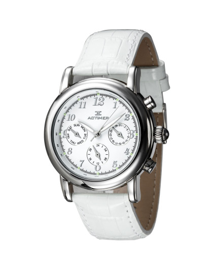 时光爱客actimer手表专场 > 男款白色卧虎藏龙六针时尚皮带石英表