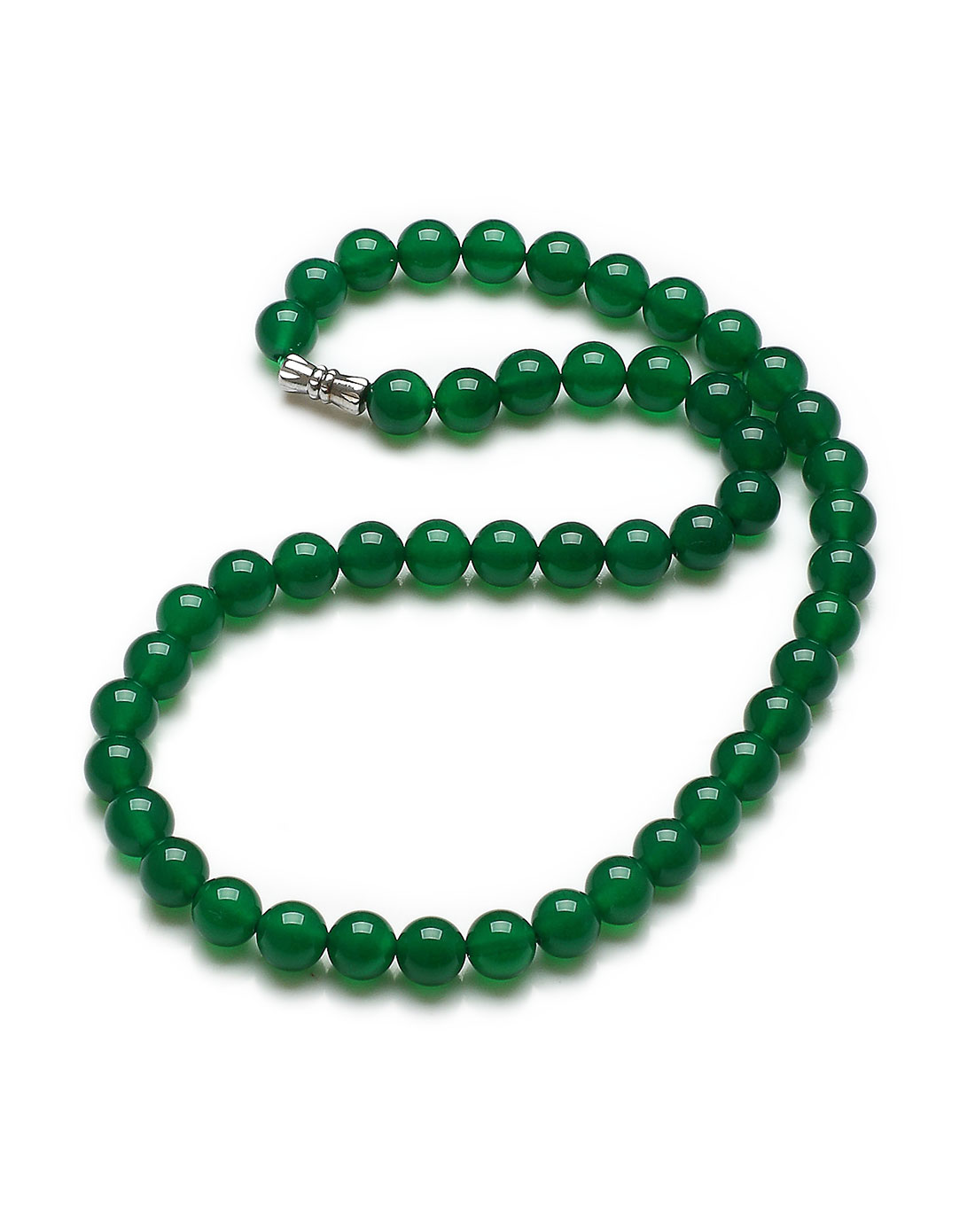 绿意柔情绿玛瑙项链8mm