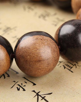 天然紫光檀阴阳木情侣手珠