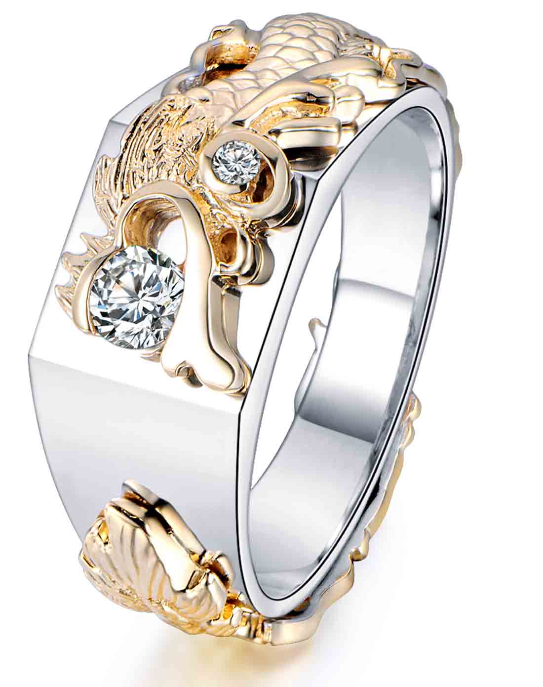 18k双色金22分sih色天然南非钻石男戒