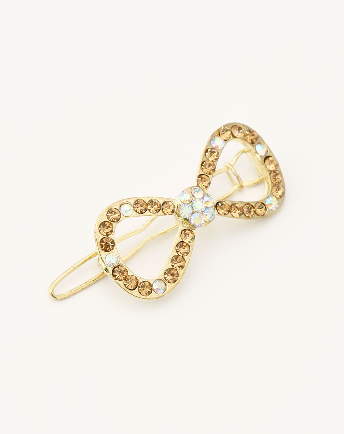 simida 金色蝴蝶结镶钻淑女发夹