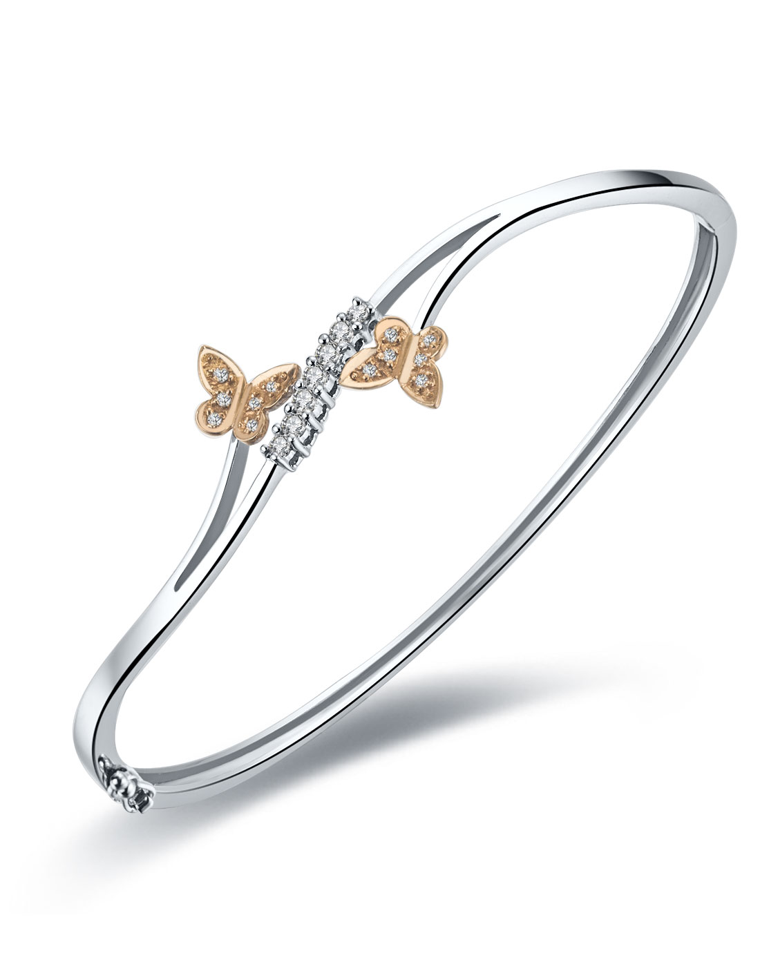 18k金钻石手镯-蝶舞(送金箔玫瑰)