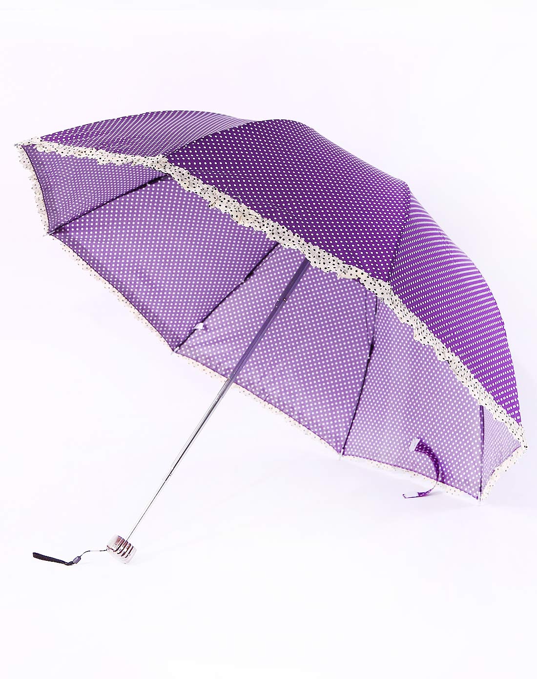 紫色花边防紫外线折叠伞