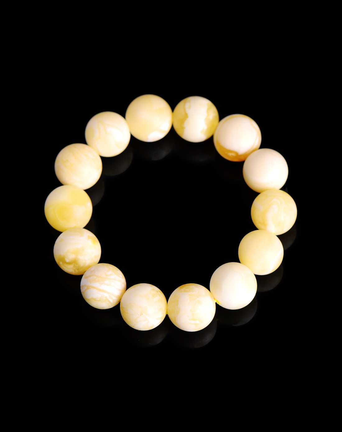 天然波罗的海琥珀蜜蜡 顶级白蜜骨珀圆珠手链14mm