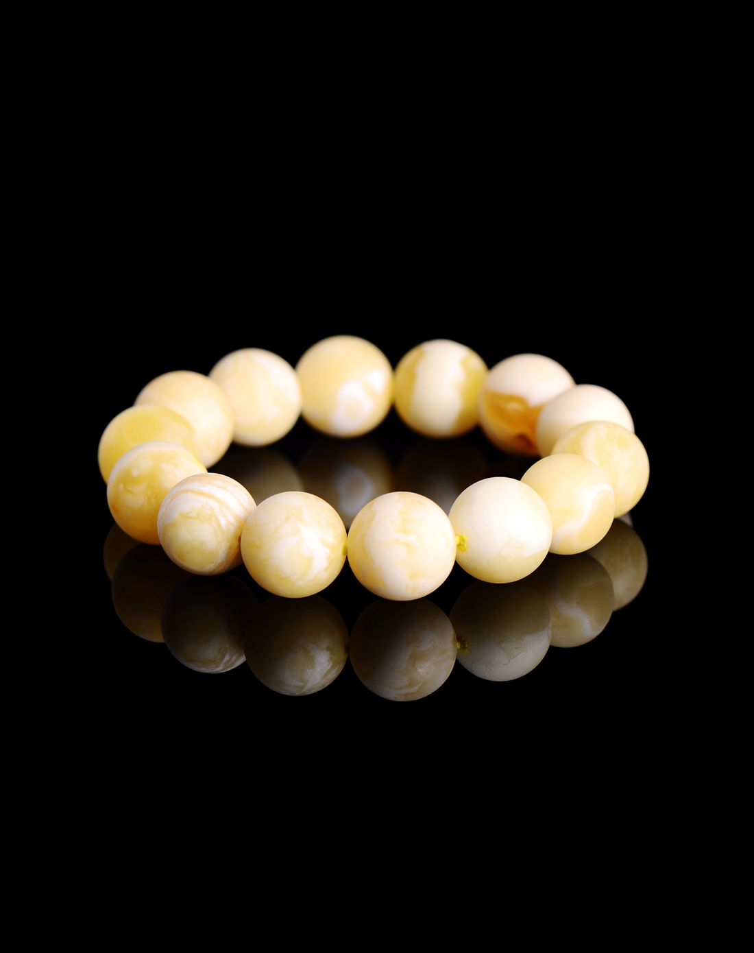 天然波罗的海琥珀蜜蜡 顶级白蜜骨珀圆珠手链14mm