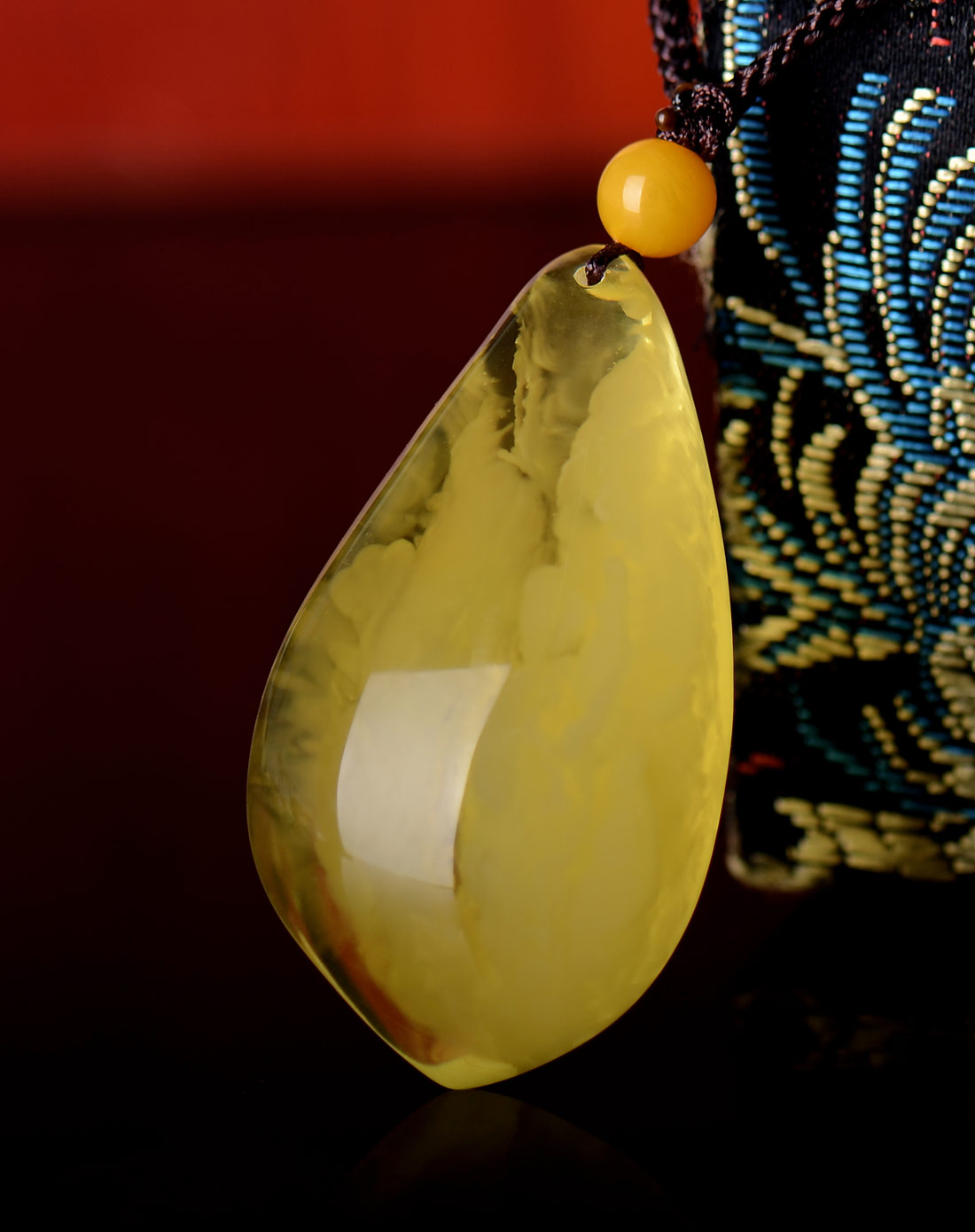 天然波罗的海琥珀蜜蜡 金绞蜜随形挂件