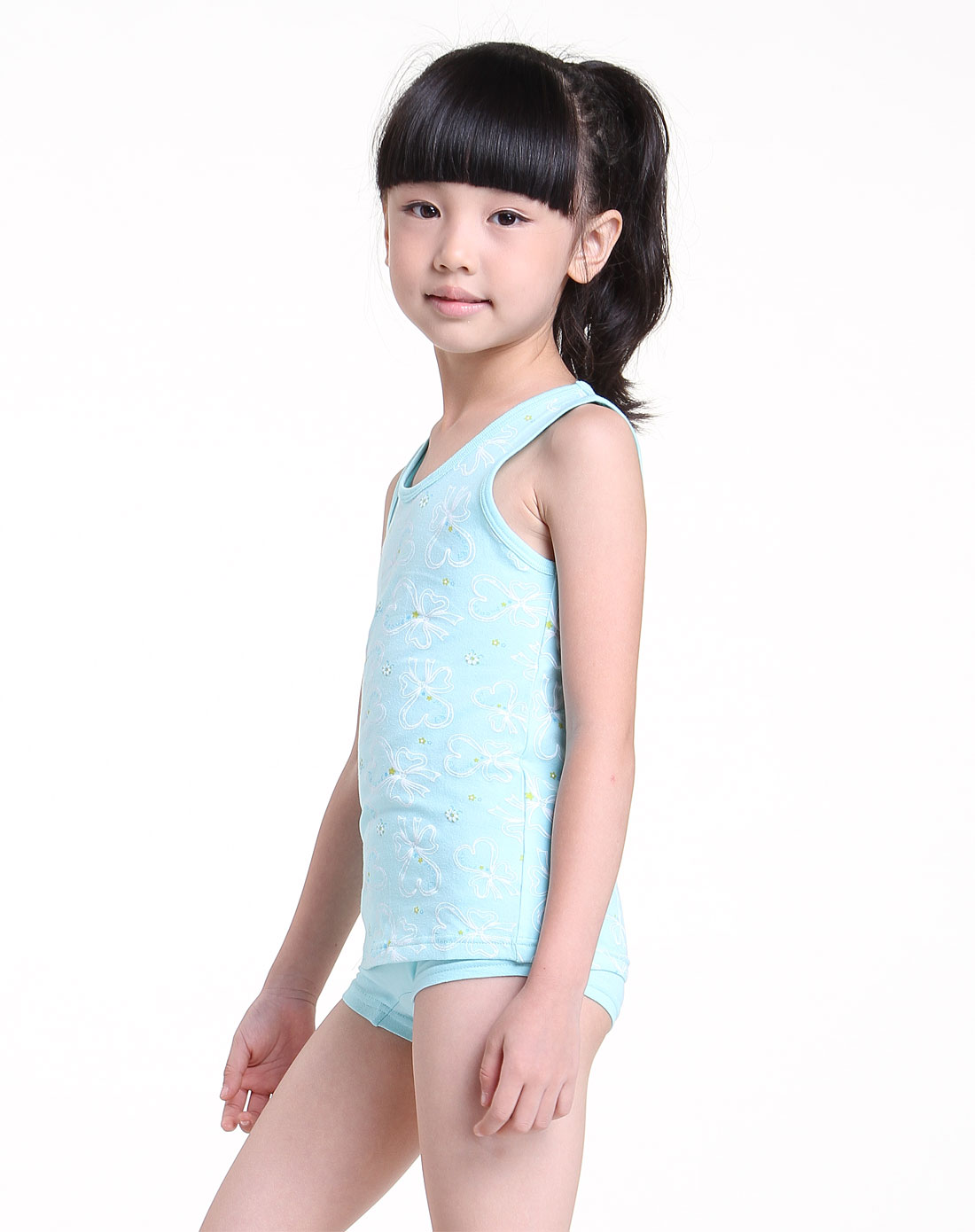 史努比snoopy童装内衣专场女童蓝绿色背心平角裤套装2us22109440_唯品