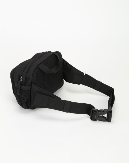 中性黑色双层拉链设计腰包