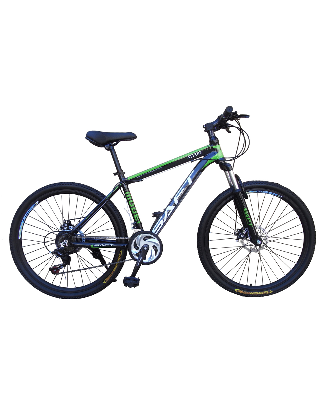 at700铝合金前减震21速碟刹山地自行车26寸 黑绿