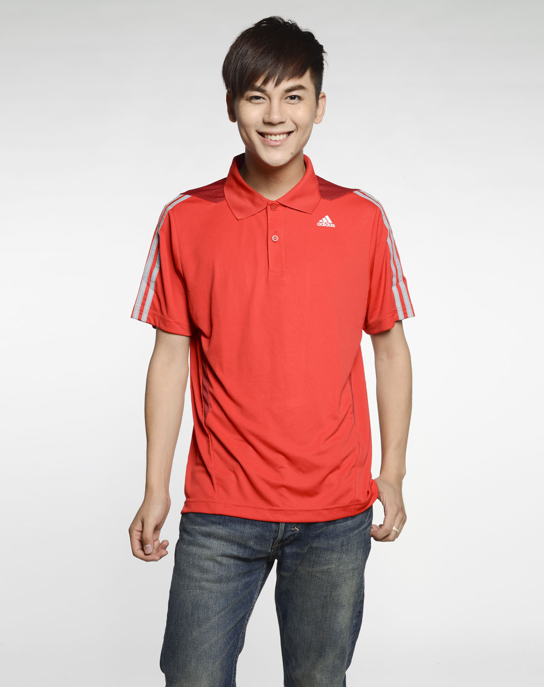 阿迪达斯adidas男装专场-男子红色短袖polo衫
