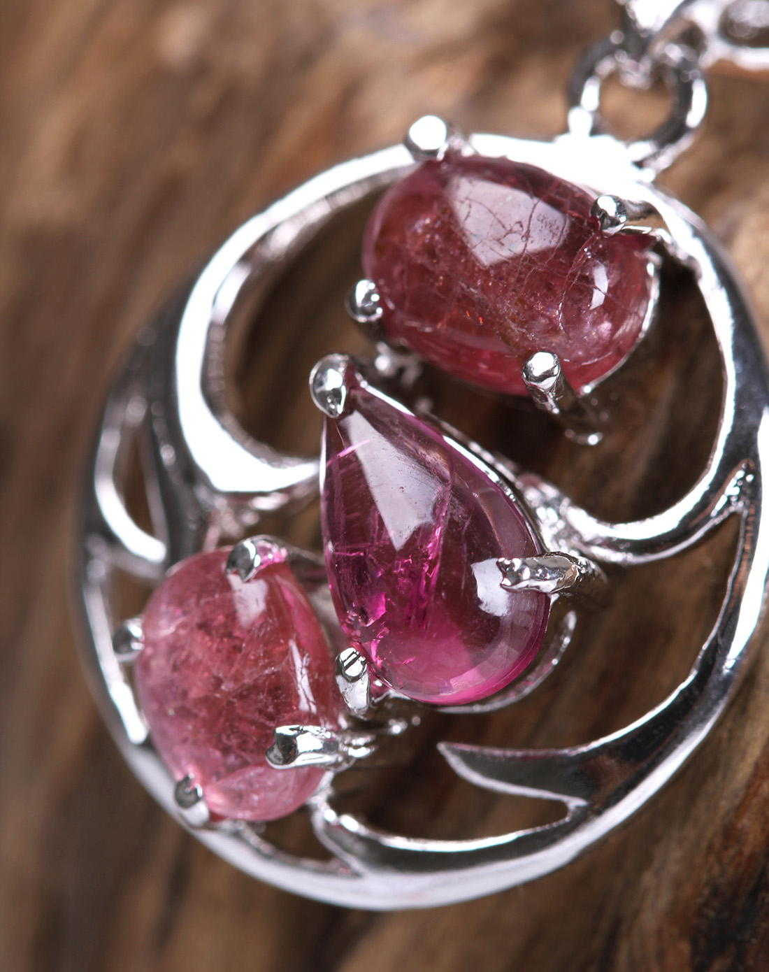 女款粉色天然碧玺吊坠 粉色怡人 附证书